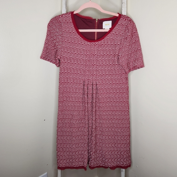 Anthropologie Maeve Small Dora wavy textured exposed zipper fit and flare dress - Picture 1 of 6